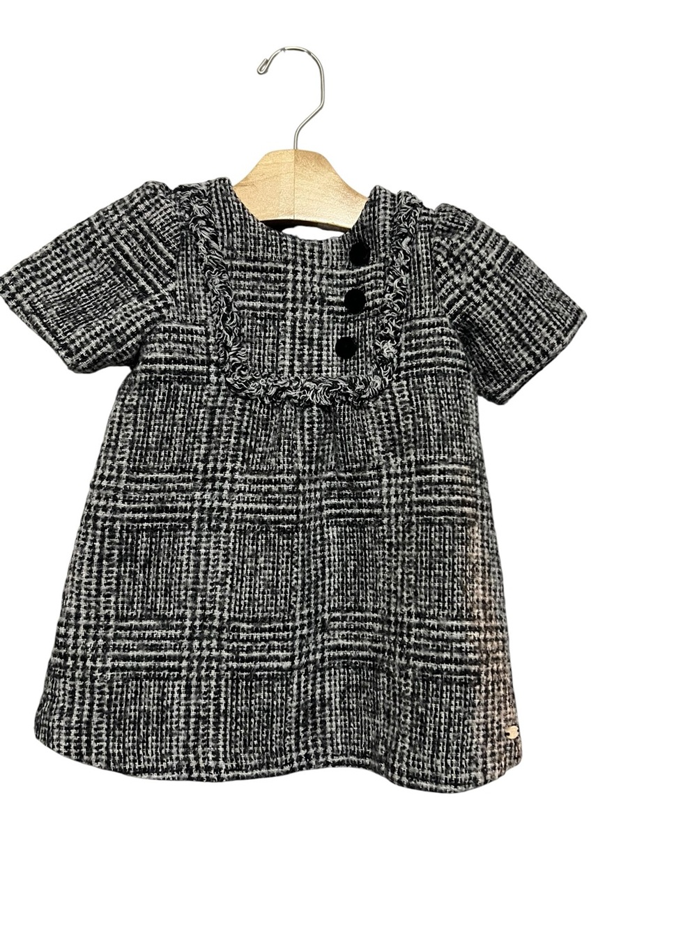 Tartine et Chocolat Black Tweed Dress Size 2 Wool Blend